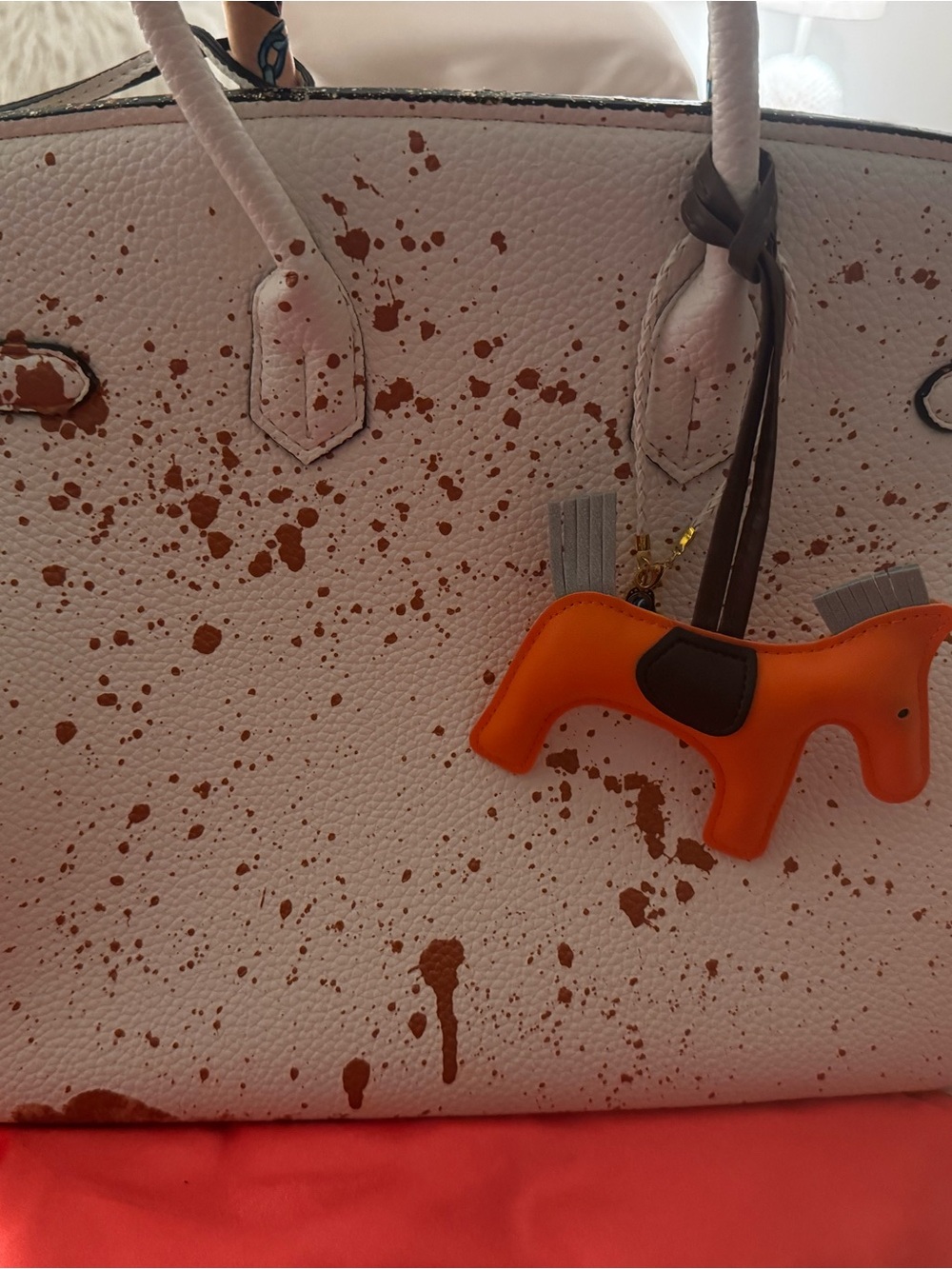 LIMITED EDITION Anca Bordiu White & Tan 'This Is Not A Birkin' Statement Satchel - Picture 3 of 7